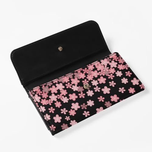 Image of AFPANQZ Womens Wallets, Cherry Blossom Leather Trifold Multi Card Holder Slots Wallet, Elegant Clutch Phone Holder Trifold Purses Zip Coins Pocket, Buckle Closure Clutch