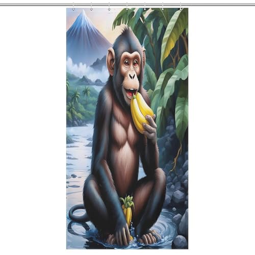Rideau de douche singe anti éclaboussures pour sol sec 92x183cm - 7