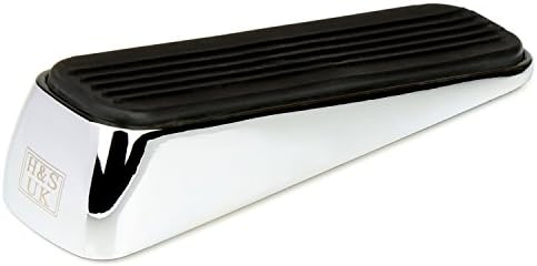 H&S 2 Door Stop Stopper Heavy Duty Stainless Steel Door Wedge Metal Doorstop Bumper Buffer with Rubber