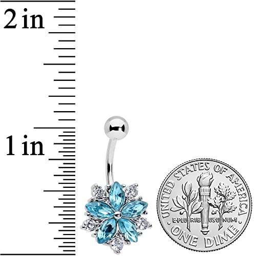 Body Candy Womens 14G 316L Stainless Steel Navel Ring Piercing Blue Accent Baroque Floral Belly Button Ring #TOP1