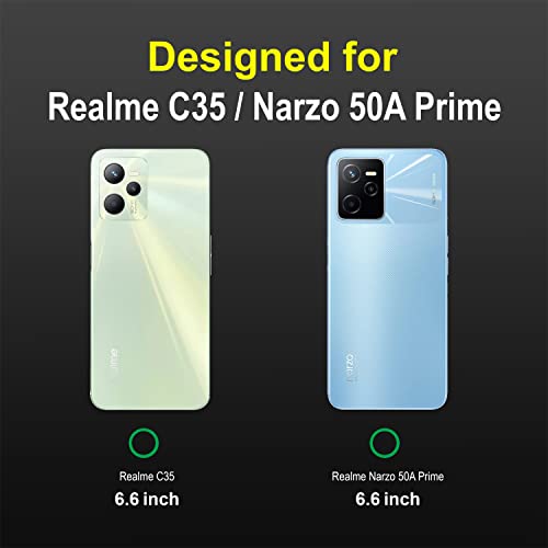 Image of KIVANO LUXE Compatible for Realme Narzo 50A Prime /Realme C35 Luxury Handmade Leather Magnetic Flip Folio Case | Card Holder & Kickstand | Slim Protective Cover | Unisex - Black