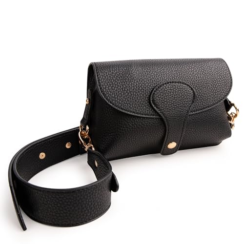 Image of Viva Terry Small Cell Phone Purses Solid Color Mini Vegan Leather Women Crossbody Bags with Adjustable Shoulder Strap-Black