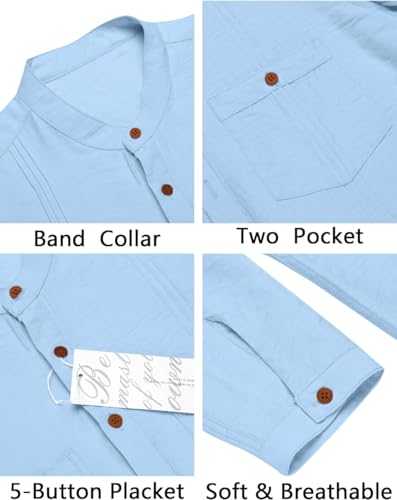Image of Macsivo Cotton Blend Solid Casual Short Kurta for Men Long Sleeve Mandarin Collar Stylish Shirt Kurta for Men