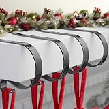Christmas Stocking Holders for Mantle Set 4, Scratch-Free Christmas Stocking Holders for Fireplace Mantle,Multi-uses Stocking Hooks for Mantle,Mantel Stocking Holders Clip for Xmas Party Decorations