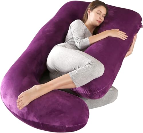 Image of Pregnancy Pillows for Women Sleeping U Shaped Full Body Maternity Pillow with Removable Cover Maternity Support - for Back, HIPS, Legs, Belly for Pregnant Women Purple