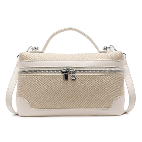 Crossbody Bag for Women Pouch Top-Handle Leather Bag Designer Shoulder Handbag Quiet Luxury Trendy Purse (Beige)