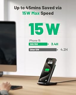 INIU Wireless Charger 2-Pack, 15W Fast Wireless Charger Stand with Sleep-friendly Adaptive Light Compatible with iPhone 17 16 15 14 13 12 Pro Max Samsung Galaxy S23 S22 S21 Google etc