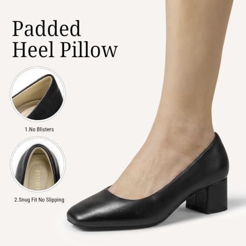 FITORY Women's Pumps, Closed Square Toe Chunky Block Heels Dressy Shoes - Image 5