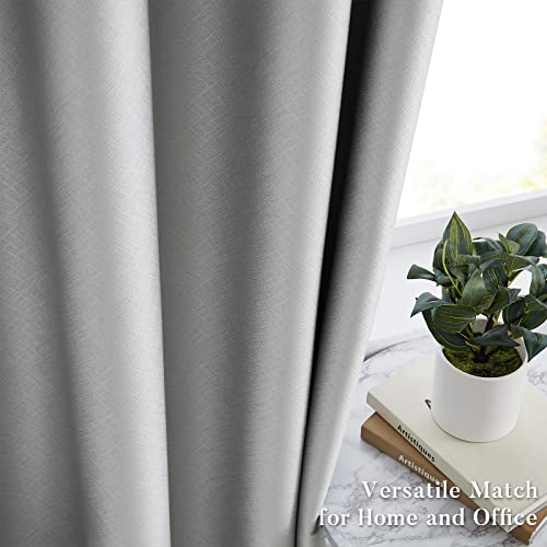 Melodieux Silver Grey Blackout Curtains 84 Inches Long For Bedroom, Thermal Insulated Energy Saving Grommet Embossed Satin Drapes With Black Lining, 50 By 84 Inch, 2 Panels #TOP4