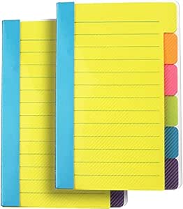 Divider Sticky Notes, Tabbed Self-Stick Lined Note Pad, 60 Ruled Notes 4 X 6 Inches Assorted Neon Colors