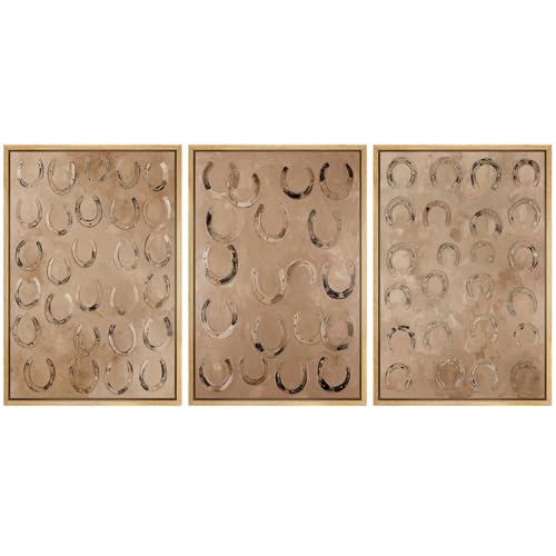 MUDECOR Framed Wall Art Print Set Western Decor Horseshoes Pattern