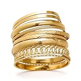 Pulsera de Oro Brazalete Conjunto, 10 PCS Pulsera de Oro para Mujer, 14 Quilates, Apilable Bracciali Rigidi Donna, Estilo Indio, para Vacaciones y Vida Cotidiana (A)