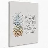 Inspirational Pineapple Summer Canvas Wall Art Prints, Be A Pineapple Stand Tall Wear A Crown And Be