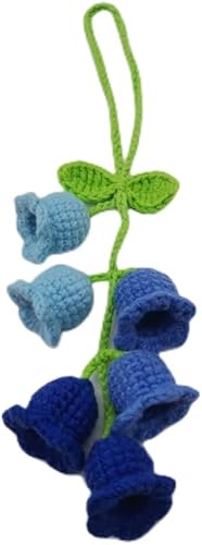 Miniatura 3 de Owemtao Adorno colgante para espejo retrovisor de automóvil, cesta de flores de ganchillo, accesorios de automóvil, adorno de automóvil tejido hecho