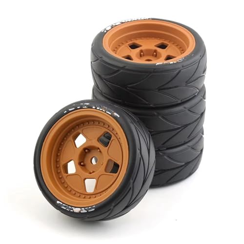 RC�J�[�^�C�� For Tamiya For TT01 TT01E For TT02 For TT02B XV01 TA06 1/10 RC ���[�V���O�J�[�p�[�c 4�� 65mm �S���^�C���z�C�[���^�C�� 12mm �Z�p(Yellow,B)