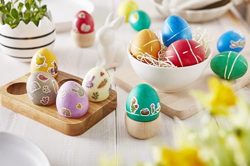 Heitmann Eierfarben - Muster-Färberei - 5 flüssige Eierfarben in Gelb, Pink, Grün, Violett und Blau + Schablonen