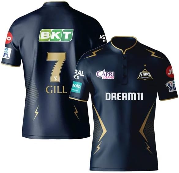 Gill 7 GT Cricket Team Half Sleeve Jersey 2024 for (Kids,Men,Boys)