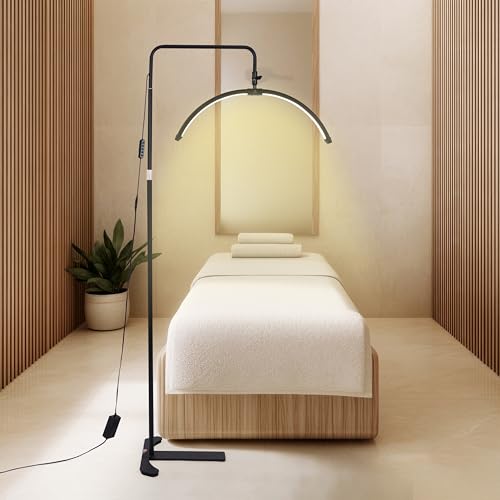 SCINTILLUX Half Moon LED Light for Lashes Tech Innovative Lamp with Stand Floor and tilt Function. Professional Lighting for Esthetician Beauty Salon Makeup Lash Eyelash Extensions and Tatoo Artists