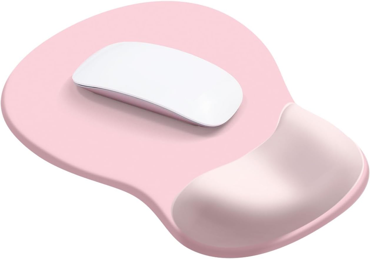 - Office Mousepad with Gel Wrist Support Middle Concave Design,Computer Mousepad with Non-Slip Rubber Base,Ergonomic Gaming Desktop Mouse Pad Wrist Rest,for Laptop, Office & Home, Pink