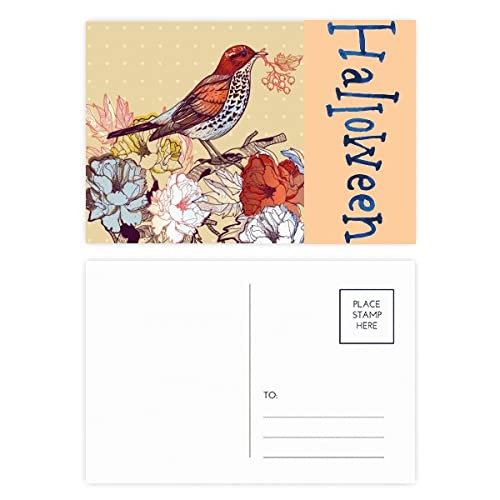Cartes postales d'Halloween oiseaux et fleurs (Lot de 20) pour correspondance et décorations automnales