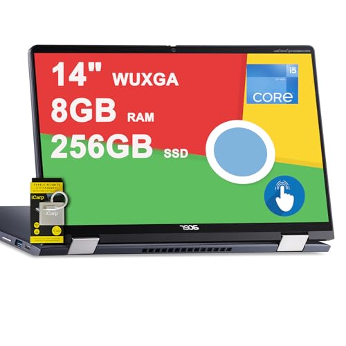 Image of acer Chromebook Spin 714 2-in-1 Laptop 14 inch WUXGA IPS Touch Intel 10-core i5-1235U (>i7-1165G7) 8GB DDR4 256GB SSD Backlit Thunderbolt Fast Charging Long-Lasting Battery ChromeOS ICP Accessory