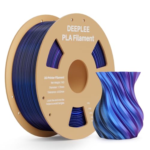 DEEPLEE Silk PLA 3D Printer Filament 1.75mm 1kg, Silk Tri Color Blue Purple Black PLA, Dimensional Accuracy +/-0.02mm, Smooth & Shiny Texture, Multi Color 3D Printing Filament
