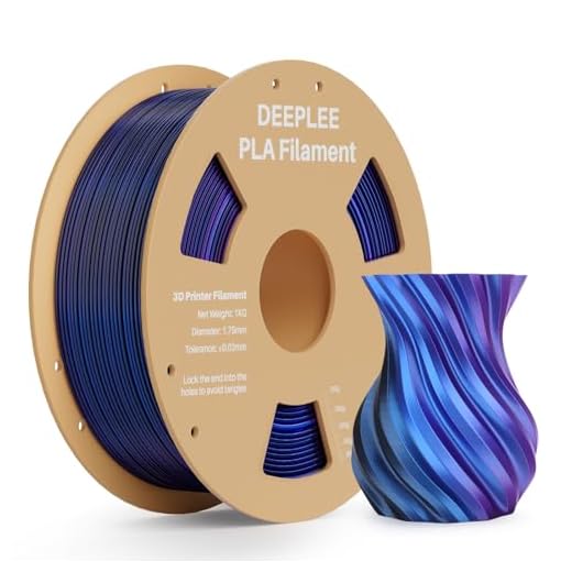 DEEPLEE Silk PLA 3D Printer Filament 1.75mm 1kg, Silk Tri Color Blue Purple Black PLA, Dimensional Accuracy +/-0.02mm, Smooth & Shiny Texture, Multi Color 3D Printing Filament