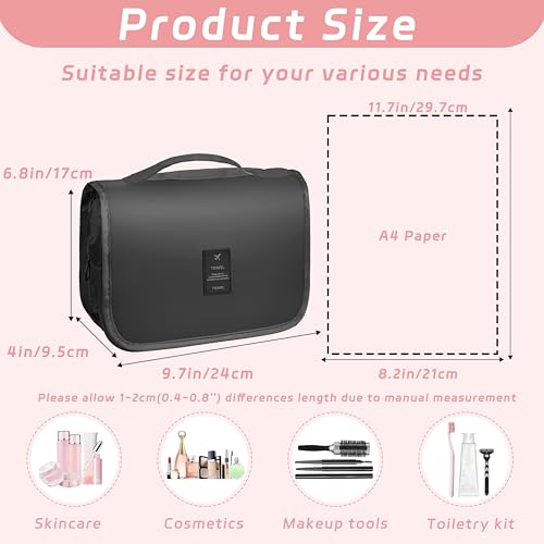Image of Toiletry Bag Travel Bag with Hanging Hook for Women Men,Black Pure