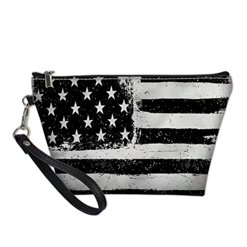 Tsvaga Black American Flag Printed Makeup Bag For Womens Travel Cosmetic Pouch Zipper Tote Bags Outdoor Portable Shopping Handbag Clutch Money,Phone,Key Organzier Storage Bag #TOP4