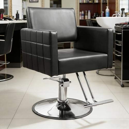 walnest Black Barber Salon Chair for Hair Stylist Hydraulic Beauty Styling Chair for Home Barbershop with Heavy Duty Pump Swivel Height Adjustable (1)
