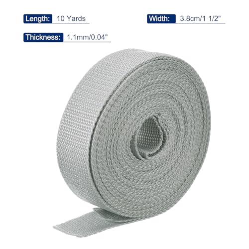 Image of MECCANIXITY Lightweight Polypropylene Webbing Strap 1.5 inch 10 Yard Backpack Strapping Band Light Grey for Outdoor Luggage Cargo Straps