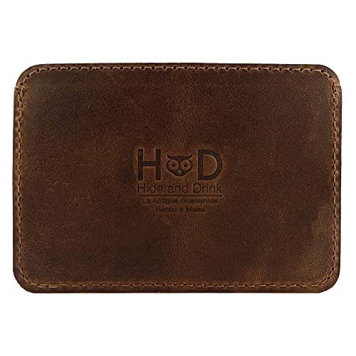 Hide & Drink, Card Holder with ID Slot, Compact Storage for Cards & Cash, Front Pocket Wallet, Travel Accessories, Full Grain Leather, Handmade, Bourbon Brown2