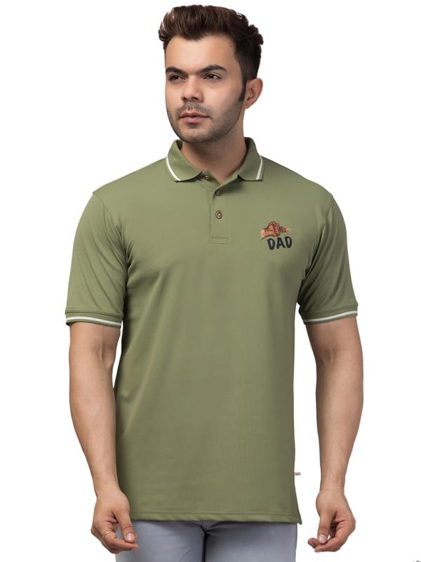 Riptide Printed Men Polo Neck Reversible Dark Green T-Shirt