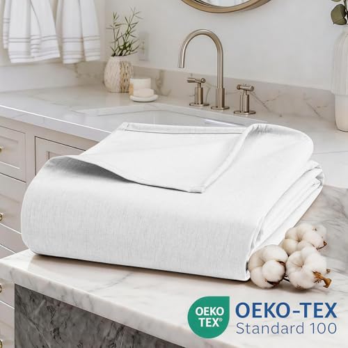 No Hooks Linen-Like Shower Curtain with Sheer Mesh Top, 250GSM Heavy Duty Fabric, Waterproof, 72 x 74 Luxury Hotel Spa Style for Bathroom, Easy Install Split Grommets, Machine Washable, White by Zemyovia - Used condition - Image 4