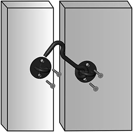 Raswik 4” Privacy Hook and Eye Latch Easy Lock for Barn Door, Black