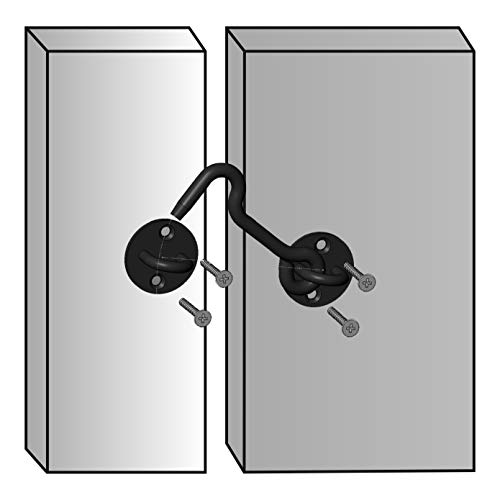 (2 Pack) Raswik 4" Privacy Hook and Eye Gate Latch Easy Lock for Sliding Barn Door, Black - Thumbnail 6