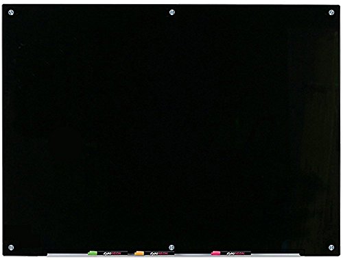 Audio-Visual Direct Magnetic Black Glass Dry-Erase Board Set (4' x 3', Non-Magnetic Black)…