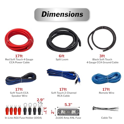 InstallGear 4 Gauge Complete Amp Kit Amplifier Installation Wiring Wire