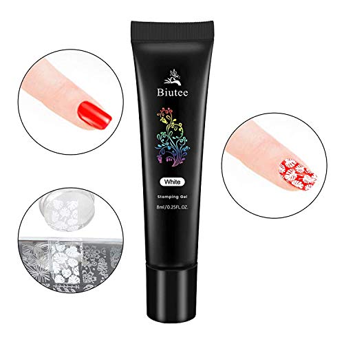 Biutee Nail Stamping Plates Set 12Pcs Template Image Plates 8 Colors Nail Art Stamping Gel Polish 1Pcs Storage Bag 1PCS Stamper with 1PCS Scraper Manicure Stencils Tools - Thumbnail 3