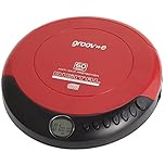Groov-e RETRO Compact CD Player - Personal Music Player with CD-R & CD-RW Playback - Anti-Skip Protection, Programmable Tracks - Earphones Included - Micro-USB or Battery Powered - Red