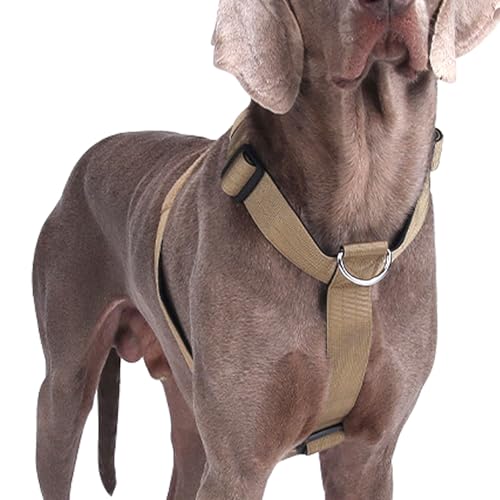 Hundegeschirr Mittelgroße Grosse Hunde, Taktisches Hundegeschirr Ausbruchsicheres, Gepolsterte Anti Zug Brustgeschirr Weich Verstellbares Dog Harness für Hunde Alltag und Training (Khaki, XL)