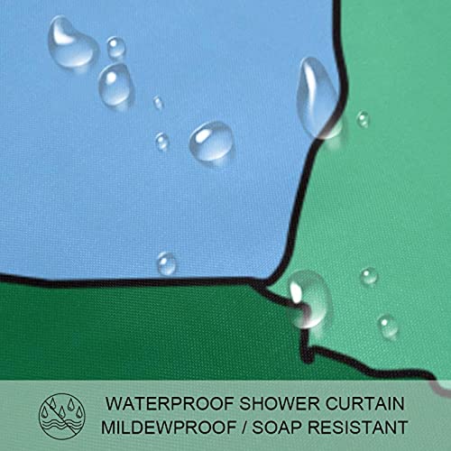 Rideau de douche carte de Lyon vert aquarelle, textile premium 183x183