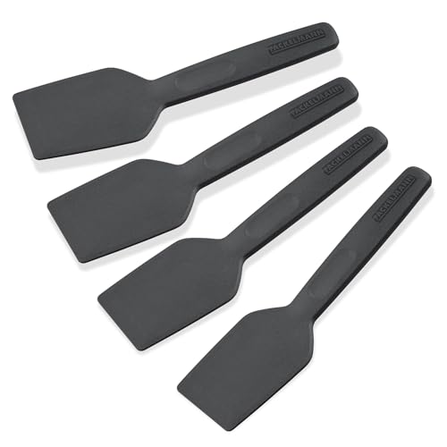 Fackelmann 25286 4 Stück Raclette-Spatel Käsewender Mini Kunststoffspatel Schaber Pfannenwender Pfannenwender Kunststoff schwarz 16 cm