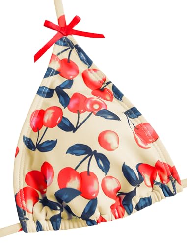 Image of ZAFUL Women's Sexy Halter Bikini Sets Bow Decor Tiny Floral Print Bikini Swimsuits Tie Side Triangle Bathing Suits(1-Multi,L), Large
