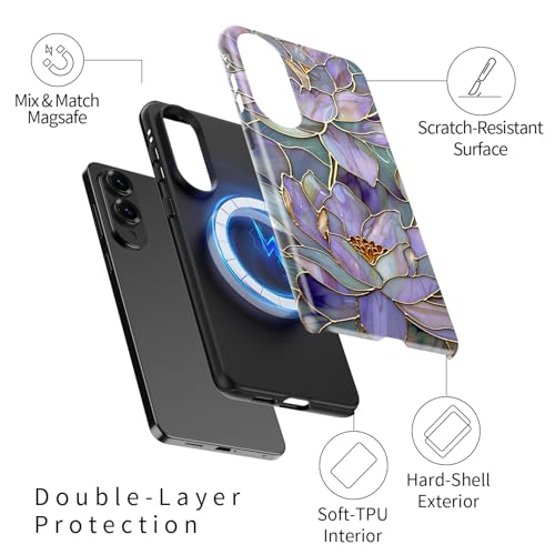 Esdot for Samsung Galaxy S25 Edge Case - Wireless Charging Compatible – Dual-Layer Soft Silicone + Hard Shell - Wildflower Design - Protective Phone Cover for Women Girls - Abstract Lotus by Esdot - Used condition - Image 2