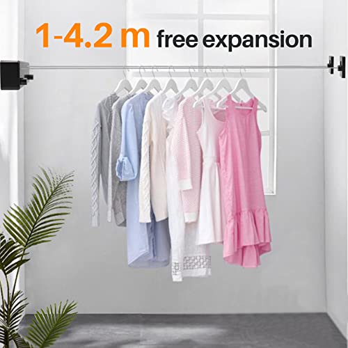 MUALROUS Double Rope Retractable Clothesline Extendible Washing Line Adjustable Waterproof Retractable Hanging Clothesline Wall Mounted Clothes Line for Indoor Use up to 4.2 m Long Washing Line - Image 3