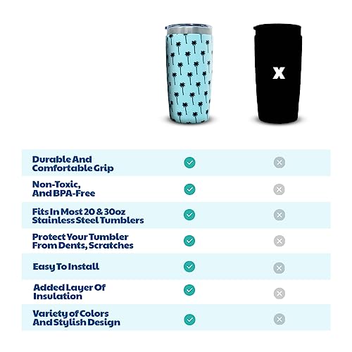 Sip Slip Silicone Tumbler Sleeve - Compatible With 30Oz Yeti, Rtic, Ozark Trail, Magellan Tumblers And More. Personalized Insulated Can Cooler Covers (30 Oz Fabulous Flamingos) #TOP6