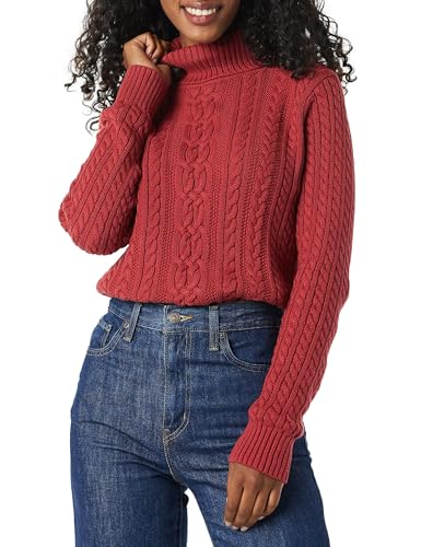 Image of Amazon Essentials Women's Long Sleeve Fisherman Cable Knit Turtleneck Sweater (Available in Plus Size)