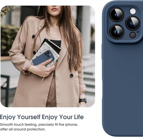 Image of mobistyle Designed for iPhone 16 Pro | Soft Liquid Silicone Slim Protective Case | Microfiber Lining Phone Back Cover Case for iPhone 16 Pro (Blue)