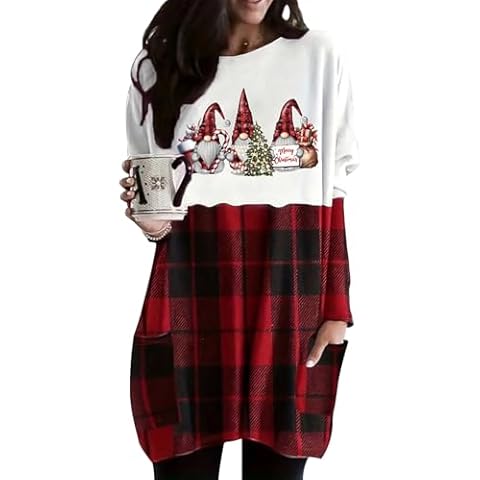 Womens Merry Christmas Gnomes Sweatshirt Dress, Cute Gnomes Merry Christmas Sweatshirt Dress Gifts for Women (R-3-2XL) Cover